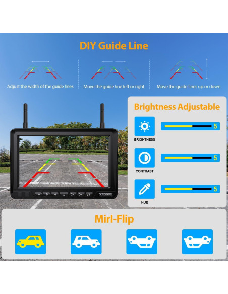 Cámara de Respaldo Inalámbrica Solar Xroose 7" HD 1080P Cámara de Respaldo Inalámbrica Solar Xroose 7" HD 1080P
