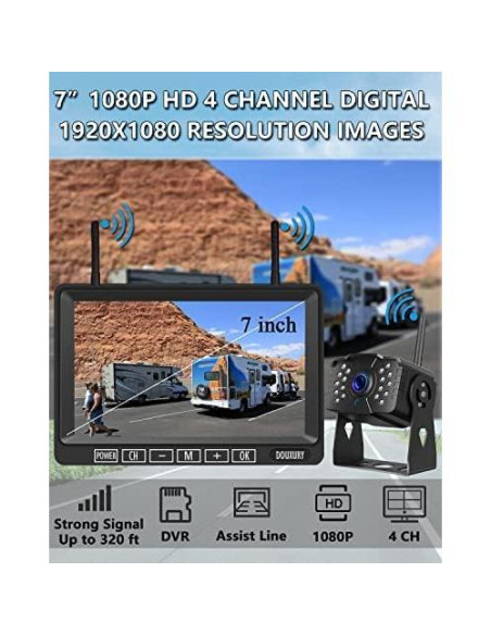 Cámara de Respaldo Inalámbrica DOUXURY HD 1080P IP69