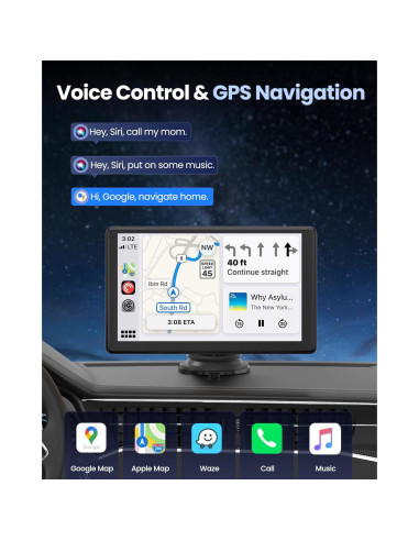 Pantalla Inalámbrica 9" Moeckearla Carplay y Android Auto 5K