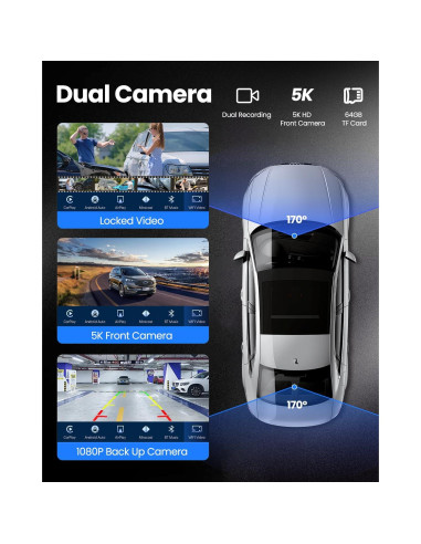 Pantalla Inalámbrica 9" Moeckearla Carplay y Android Auto 5K