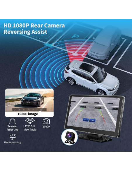 Pantalla Portátil Inalámbrica Leadtree 9" HD Carplay y Android Auto