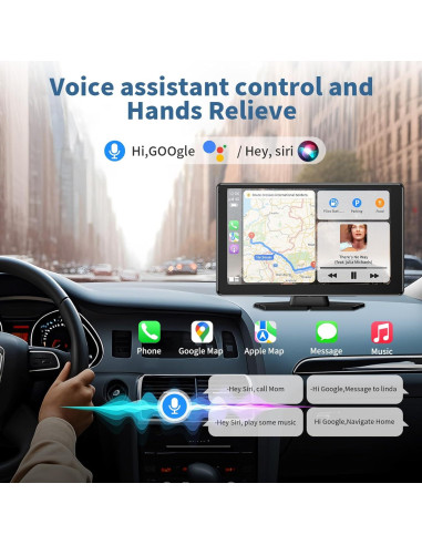 Pantalla Portátil Inalámbrica Leadtree 9" HD Carplay y Android Auto