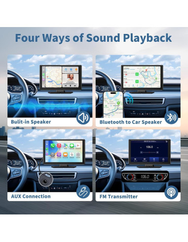 Pantalla Portátil Inalámbrica Leadtree 9" HD Carplay y Android Auto