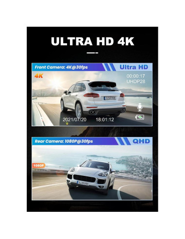 Cámara Dash JOMISE 4K Delantera y Trasera con GPS y WiFi