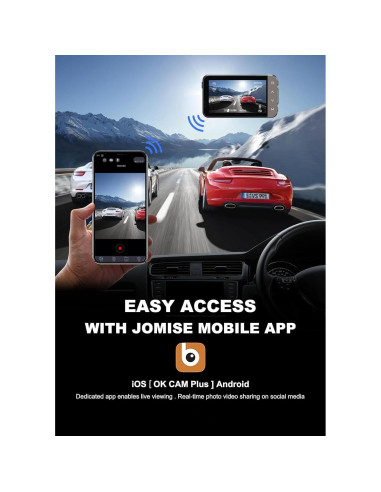 Cámara Dash JOMISE 4K Delantera y Trasera con GPS y WiFi
