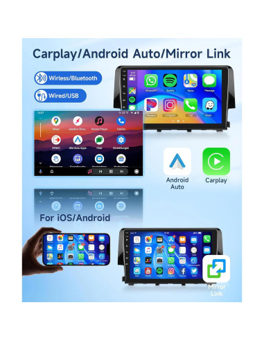 Estéreo de coche Rimoody Android 9" para Honda Civic 2016-2020
