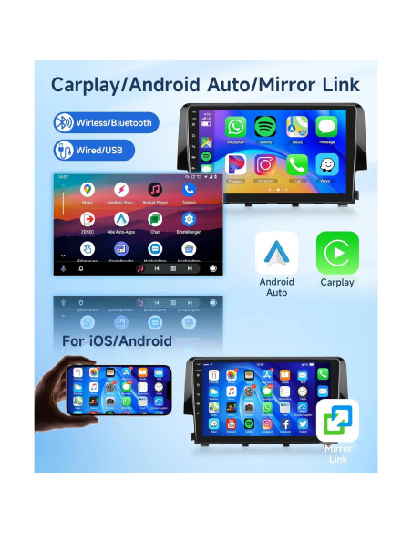 Estéreo de coche Rimoody Android 9" para Honda Civic 2016-2020