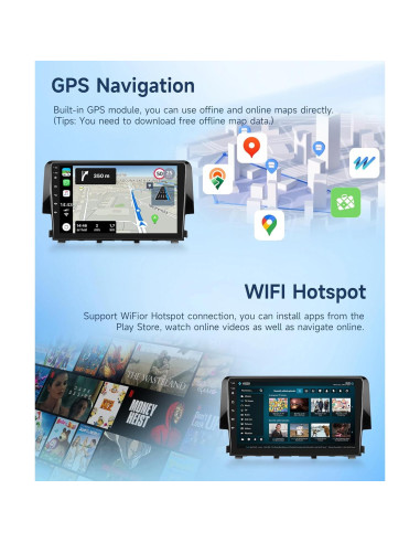 Estéreo de coche Rimoody Android 9" para Honda Civic 2016-2020