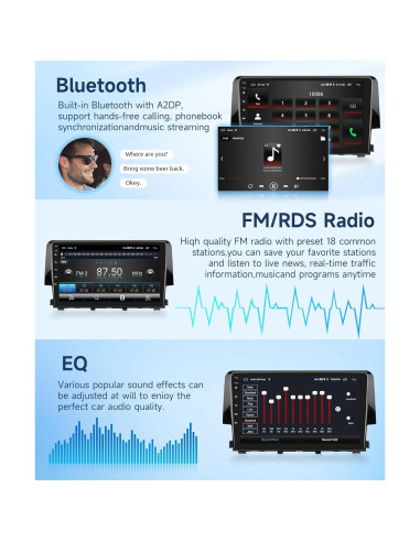 Estéreo de coche Rimoody Android 9" para Honda Civic 2016-2020
