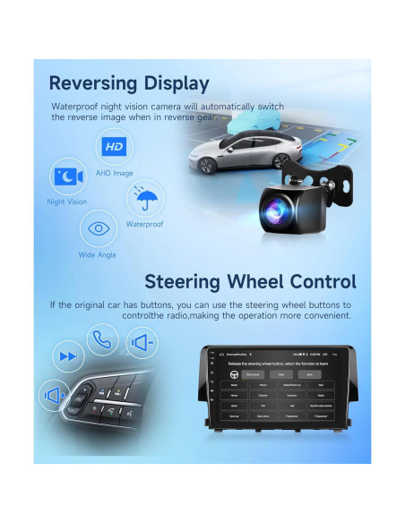 Estéreo de coche Rimoody Android 9" para Honda Civic 2016-2020