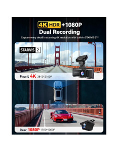 Cámara de Salpicadero REDTIGER F7N Elite 4K Doble con GPS 2