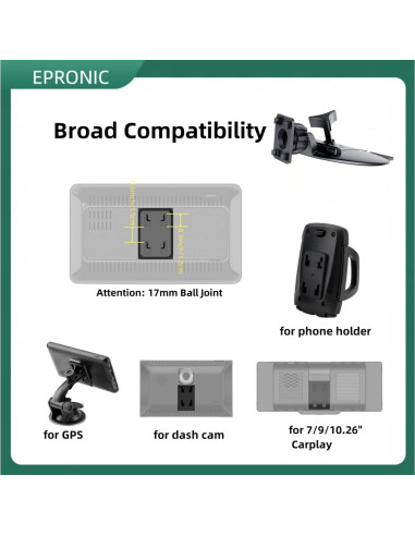 Adaptador de Soporte de Bola 17 mm EPRONIC para Pantallas GPS