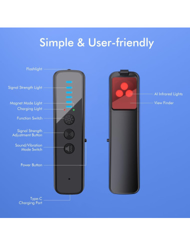 Detector de Cámara Oculta Abyliee P18-8G-V3 Portátil Negro