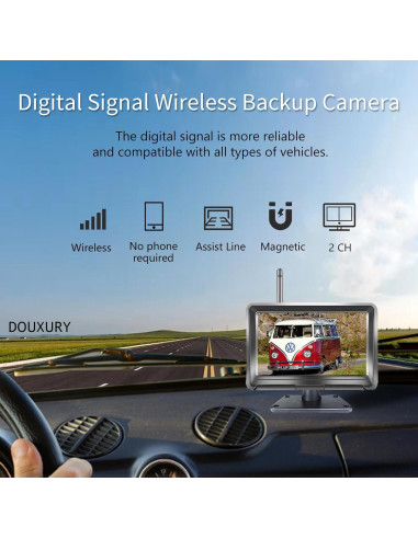 Cámara de Respaldo Inalámbrica Solar DOUXURY 1080P HD