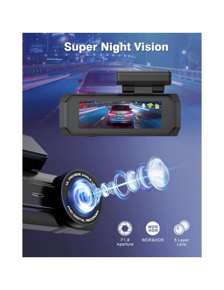 Cámara Dash Dual 4K Otovoda con WiFi y Pantalla 2.99"