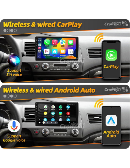 Estéreo de Coche Android 10" CROWNYU para Honda Civic 2006-2011