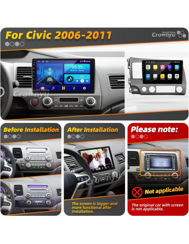 Estéreo de Coche Android 10" CROWNYU para Honda Civic 2006-2011