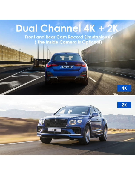 Cámara de tablero 4K AIPLUGER 3 canales GPS visión nocturna