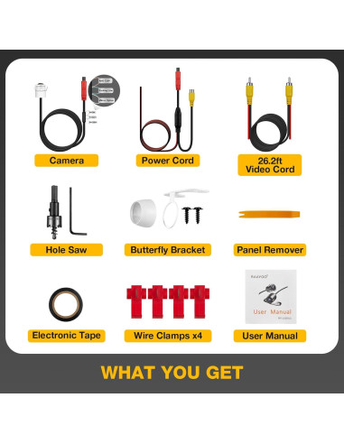 Cámara de Respaldo AHD 1080P RAAYOO L002-U2, 170 Visión Nocturna