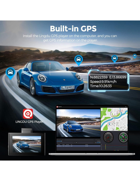 Cámara de tablero LINGDU LD02 Lite 4K GPS WiFi 64GB