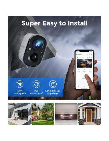 Cámara de Seguridad Inalámbrica 2K Shenzhen Abetap - WiFi, Visión Nocturna, Detección AI, Batería Recargable