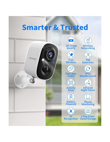 Cámara de Seguridad Inalámbrica 2K Shenzhen Abetap - WiFi, Visión Nocturna, Detección AI, Batería Recargable Cámara de Seguridad Inalámbrica 2K Shenzhen Abetap - WiFi, Visión Nocturna, Detección AI, Batería Recargable