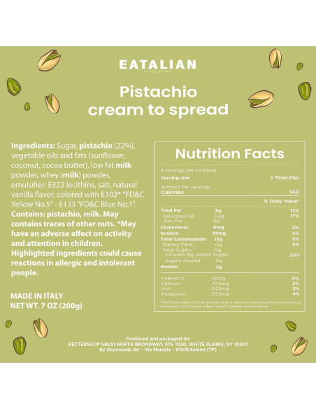 Crema de Pistacho EATALIAN 200g - Pasta Dulce para Untar