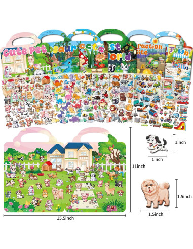 Set de 6 Libros de Pegatinas Reutilizables Kalysky 3D