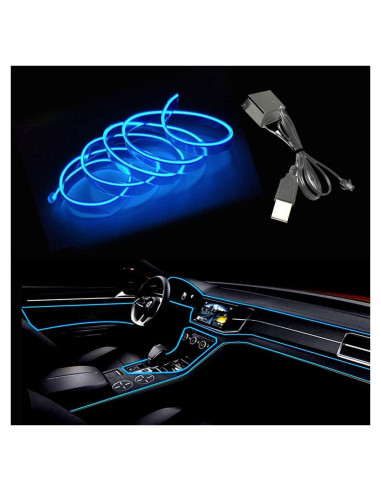 Cable LED Interior de Coche Maxlaxer 5M Azul USB 5V Flexible