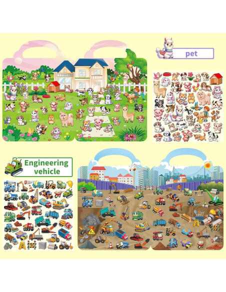 Set de 6 Libros de Pegatinas Reutilizables Kalysky 3D