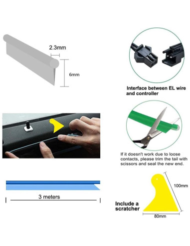 Cable LED Interior de Coche Maxlaxer 5M Azul USB 5V Flexible