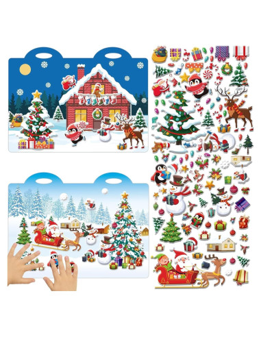 200 Stickers Esponjosos 3D Navidad ojustbeok para Niños