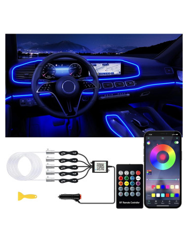 Luces LED de Tira Jushope 5 en 1 RGB 600 cm para Coche