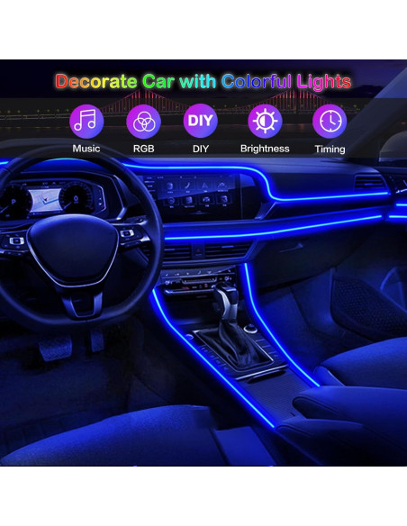 Luces LED de Tira Jushope 5 en 1 RGB 600 cm para Coche