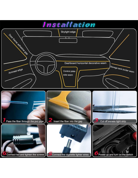 Luces LED de Tira Jushope 5 en 1 RGB 600 cm para Coche