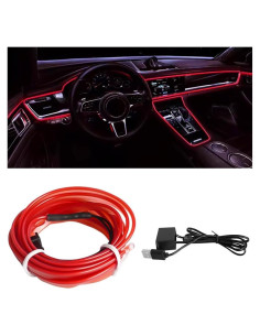 Tiras de luces LED para interiores de automóviles KHGUZ 5m Rojo