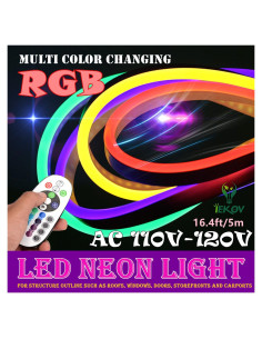 Tira de luz LED Neon RGB 5m IEKOV a prueba de agua