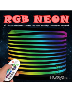 Tira de luz LED Neon RGB 5m IEKOV a prueba de agua 2