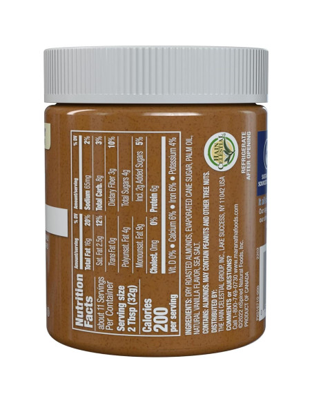 Crema de Almendra Tostada MaraNatha Vainilla 340g Sin Revolver