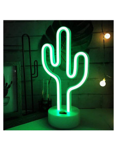 Luz de Neón Cactus Bailey LED Verde con Pedestal 33x25.4cm