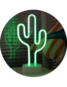 Luz de Neón Cactus Bailey LED Verde con Pedestal 33x25.4cm 2