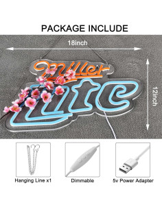 Letrero de Neón LED Miller Lite 46x30 cm para Bar 2