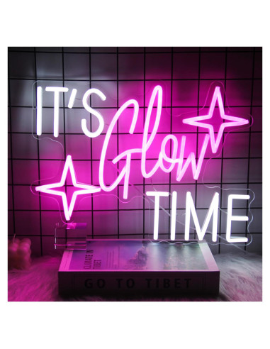 Luz de Neón LED Kullneon 'Es Hora de Brillar' Rosa 42x31cm