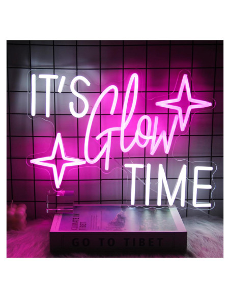 Luz de Neón LED Kullneon 'Es Hora de Brillar' Rosa 42x31cm