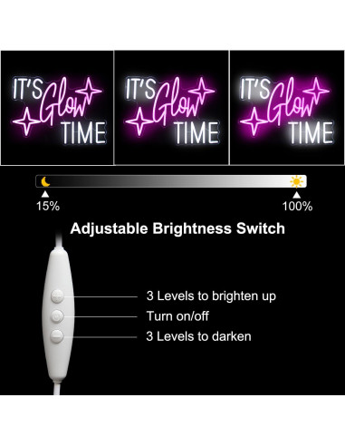 Luz de Neón LED Kullneon 'Es Hora de Brillar' Rosa 42x31cm