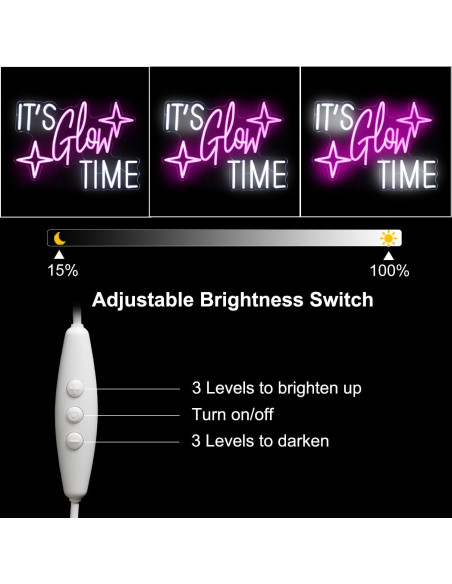 Luz de Neón LED Kullneon 'Es Hora de Brillar' Rosa 42x31cm