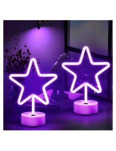 Luz de Neón Estrella Púrpura LED 2Pack - Decoración Interior
