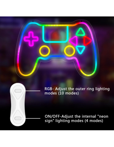 Luz de Neón Gamer Qusea Gamepad RGB LED USB 28x40.6cm