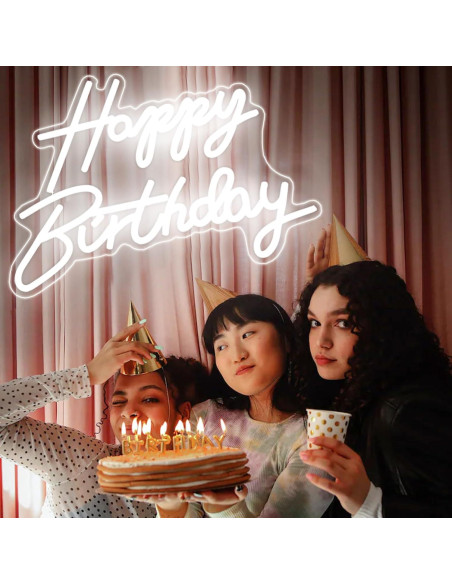 Luz de Noche LED Neon Feliz Cumpleaños DAKABUKA 42x31cm USB