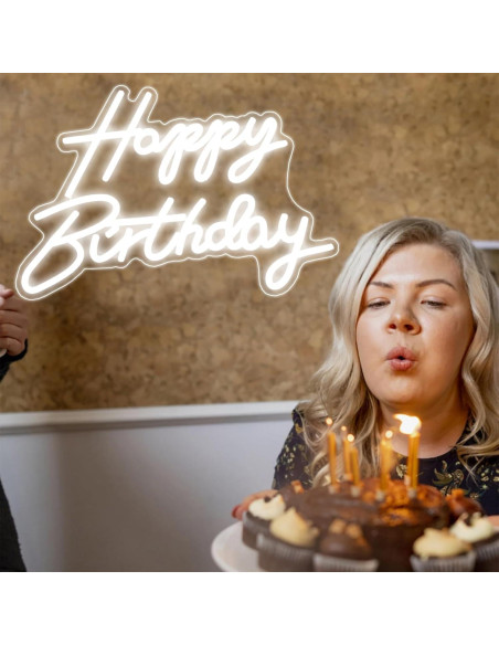 Luz de Noche LED Neon Feliz Cumpleaños DAKABUKA 42x31cm USB
